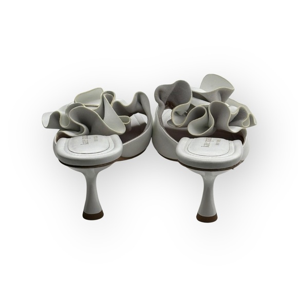 new Kate Spade KSNY ❀ Flourish Flower Accent Heel Mule Sandals ❀ White ❀ 10.5M - Picture 5 of 16